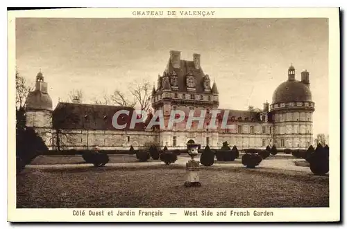 Cartes postales Chateau de Valencay  Cote Ouest et Jardin Francais