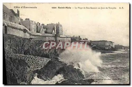 Cartes postales Saint Malo La Plage de Bon Secour un jour de Tempete Cote d'Emeraude