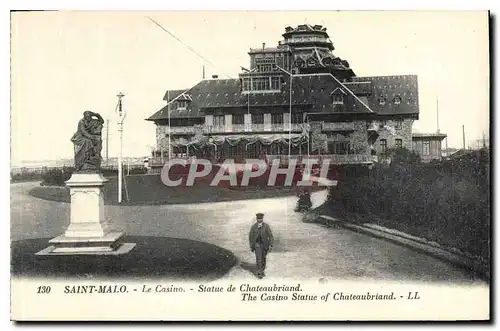 Ansichtskarte AK Saint Malo Le Casino Statue de Chateaubriand