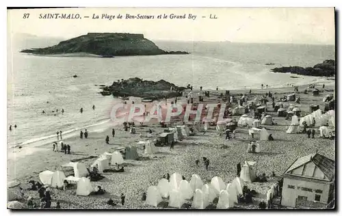 Cartes postales Saint Malo La Plage de Bon Secours et le Grand Bey