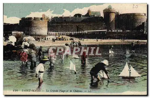 Ansichtskarte AK Saint Malo La Grande Plage et le Chateau