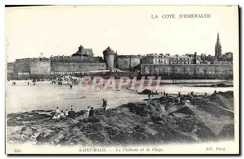 Cartes postales Saint Malo Le Chateau et la Plage Cote d'Emeraude