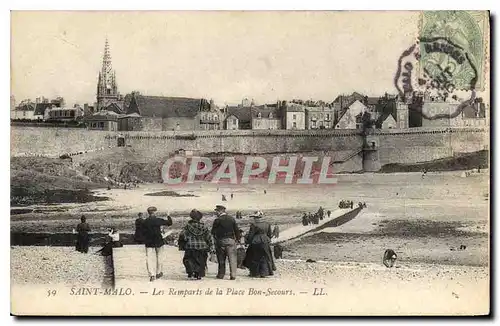 Ansichtskarte AK Saint Malo Les Remparts de la Place Bon Secours