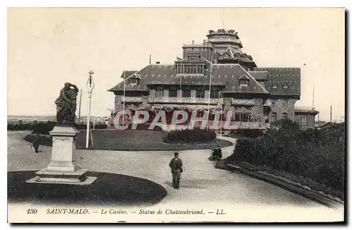 Ansichtskarte AK Saint Malo Le Casino Statue de Chateaubriand