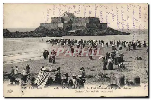 Ansichtskarte AK Saint Malo Le Fort National et Plage du Chateau Cote d'Emeraude