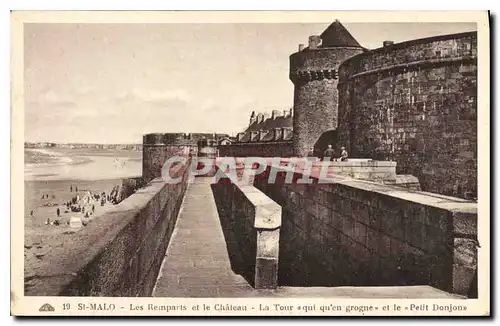 Ansichtskarte AK Saint Malo Les Remparts et le Chateau La Tour qui qu'en grogne et le Petit Donjon