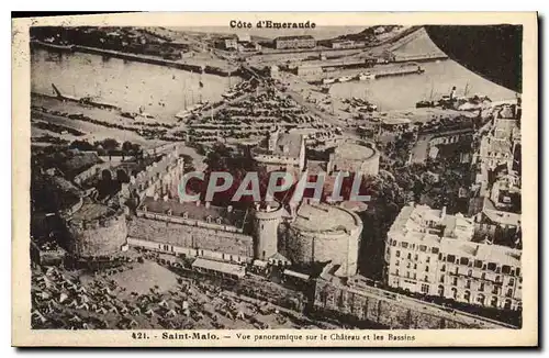 Cartes postales Saint Malo Vue panoramique sur le Chateau et les Bassins