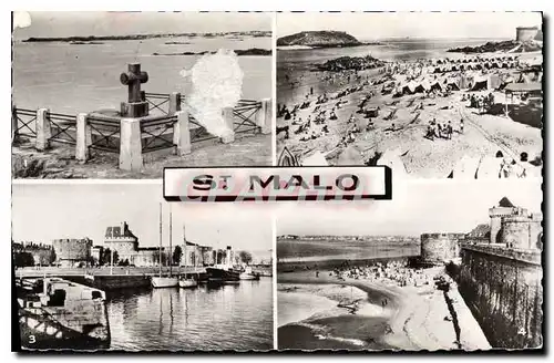 Cartes postales Saint Malo en Bretagne Tombeau de Chateaubriand La Plage de Son Decours Vue Donjon et Bassin des