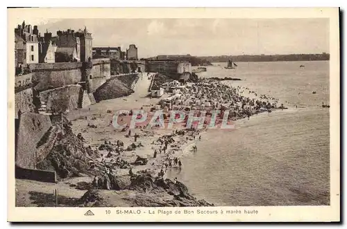 Cartes postales Saint Malo La PLage de Bon Secours a maree haute