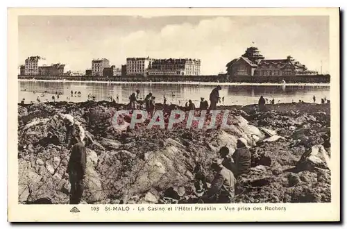 Cartes postales Saint Malo Le Casino et l'Hotel Franklin Vue prise des Rochers