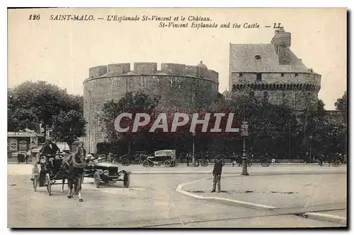 Ansichtskarte AK Saint Malo L'Esplanade St Vincent et le Chateu