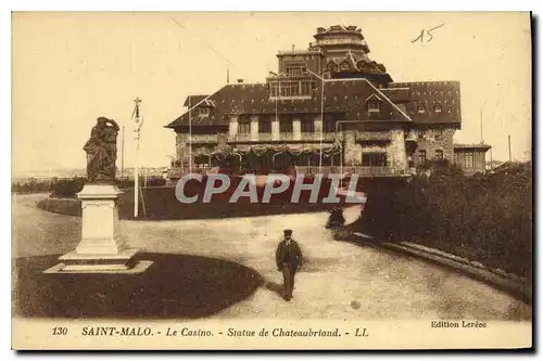 Cartes postales Saint Malo Le Casino Statue de Chateaubriand