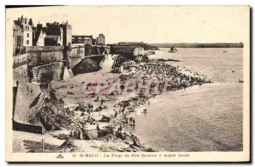 Cartes postales Saint Malo La Plage de Bon Secours a maree haute