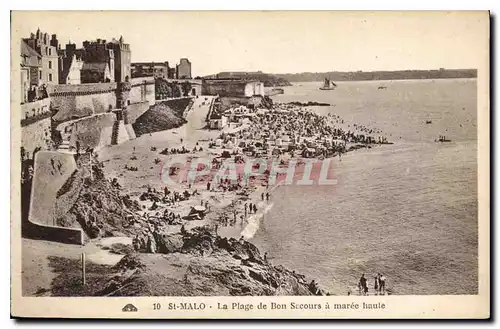 Cartes postales Saint Malo La Plage de Bon Secours a maree haute