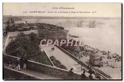 Cartes postales Saint Malo Cote d'Emeraude Square de la Hollande et Plage de Bon Secours