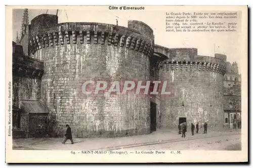 Ansichtskarte AK Saint Malo (Bretagne) Cote d'Emeraude La Grande Porte