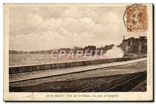 Cartes postales Saint Malo Vue sur le Sillon un jour de tempete