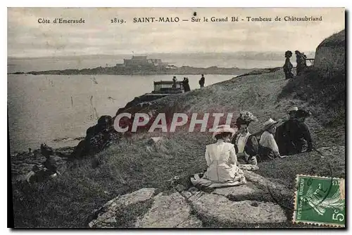 Cartes postales Saint Malo cote d'Emeraude Sur le Grand Be Tombeau de Chateaubriand