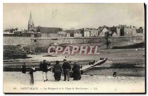 Ansichtskarte AK Saint Malo Les Remparts et la Plage de Bon Secours