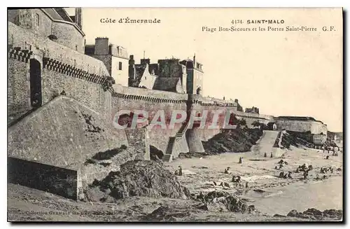 Cartes postales Saint MaloSaint Malo Cote d'Emeraude Plage Bon Secours et les Portes Saint Pierre