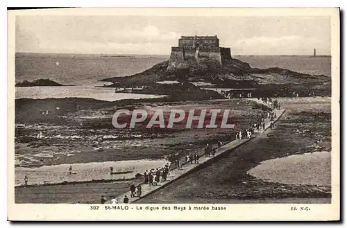 Cartes postales Saint Malo La digue des Beys a maree basse