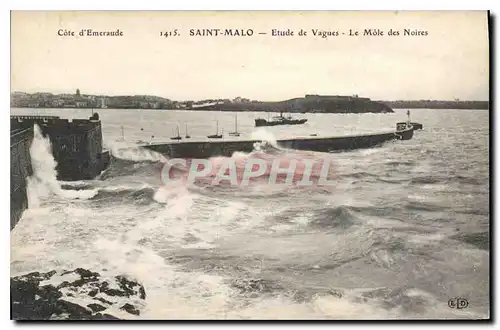 Cartes postales Saint Malo Cote d'Emeraude Etude de Vagues Le Mole des Noires