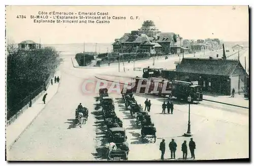 Cartes postales Saint Malo Cote d'Emeraude L'Esplanade St Vincent et le Casino Tramway