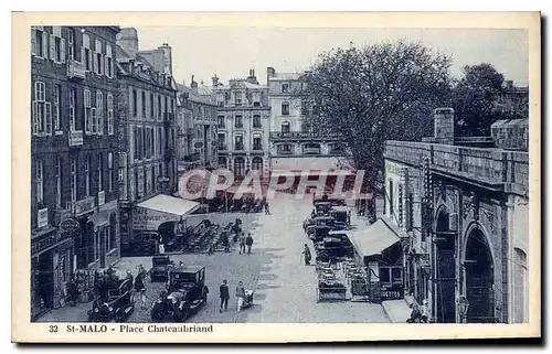 Ansichtskarte AK Saint Malo Place Chateaubriand