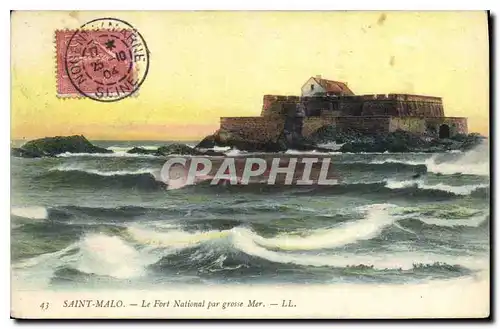 Cartes postales Saint Malo Le Fort National par grosse Mer