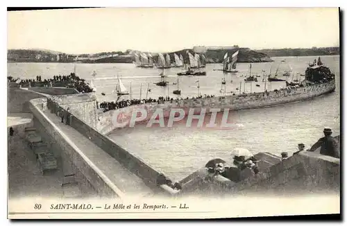 Ansichtskarte AK Saint Malo Le Mole et les Remparts