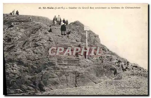 Cartes postales St Malo Escalier du Grand Bey conduisant au tombeau de Chateaubriant