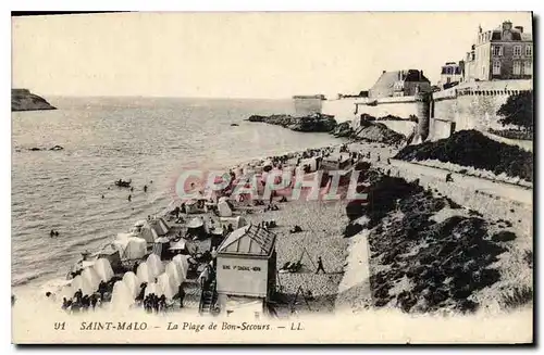 Ansichtskarte AK Saint Malo La Plage de Bon Secours