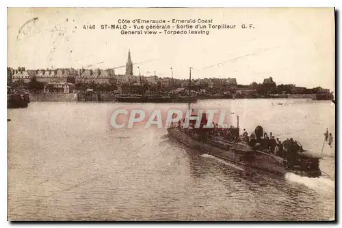 Ansichtskarte AK St Malo Vue generale Sortie d'un Torpilleur Bateau