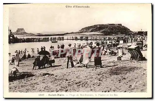 Cartes postales St Malo Plage de Bon Secours la Piscine et les Bes