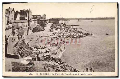 Cartes postales St Malo La Plage de Bon Secours a maree haute