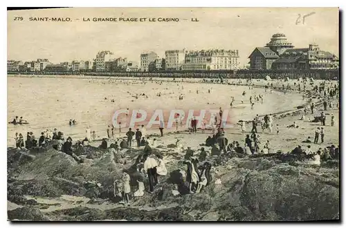 Ansichtskarte AK St Malo La Grande Plage et le Casino