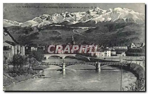 Ansichtskarte AK Grenoble Panorama des Quais et les Alpes