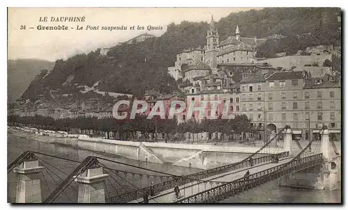 Ansichtskarte AK Grenoble Le Pont suspendu et les Quais