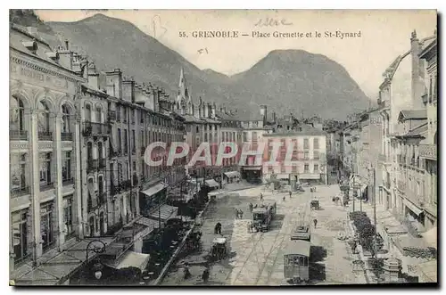 Cartes postales Grenoble Place Grenette et le St Eynard Tramways