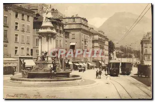 Ansichtskarte AK Grenoble La Place Notre Dame Tramway