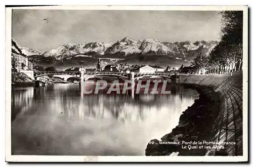 Cartes postales Grenoble Pont de la Porte de France Le Quai et les Alpes