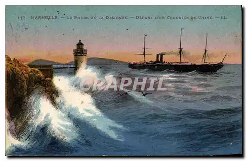 Ansichtskarte AK Marseille Le Phare de la Desirade Depart d'un courrier de Chine