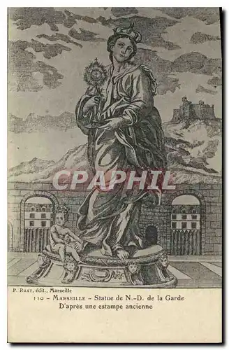 Ansichtskarte AK Marseille Statue de N D de la Garde D'apres une estampe ancienne