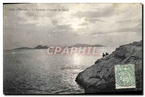 Cartes postales Marseille La Corniche (Coucher de Soleil)