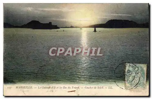 Cartes postales Marseille Le Chateau d'If et les Iles du Frioul Coucher de Soleil