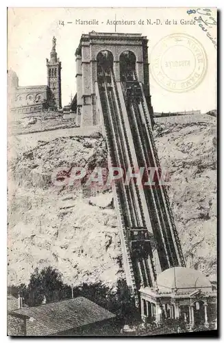 Cartes postales Marseille Ascenseurs de N D de la Garde