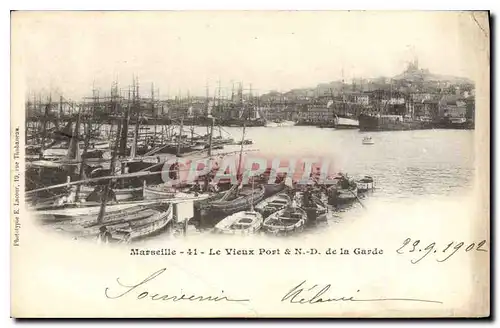 Ansichtskarte AK Marseille Le Vieux Port & N D de la Garde Bateaux