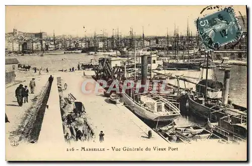 Ansichtskarte AK Marseille Vue Generale du Vieux Port Bateaux