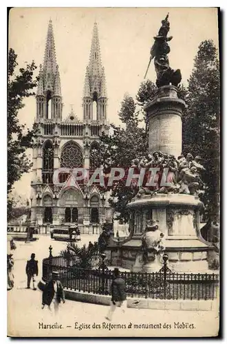 Cartes postales Marseille Eglise des Reformes et monument des Mobiles