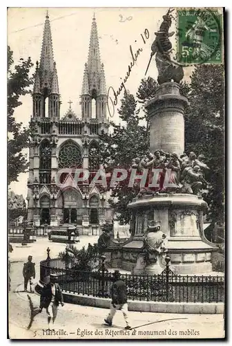 Cartes postales Marseille Eglise des Reformes et monument des mobiles